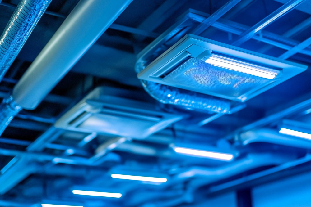 Technician working on HVAC system