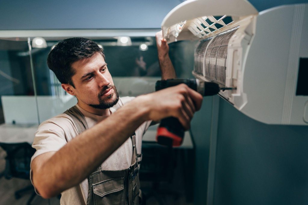 Residential split system air conditioner installed